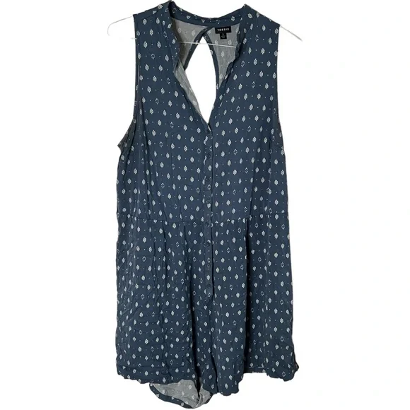 Torrid Ikat Challis Button Front Romper Tribal Track 2X Women’s Blue 11274830. - Picture 2 of 8